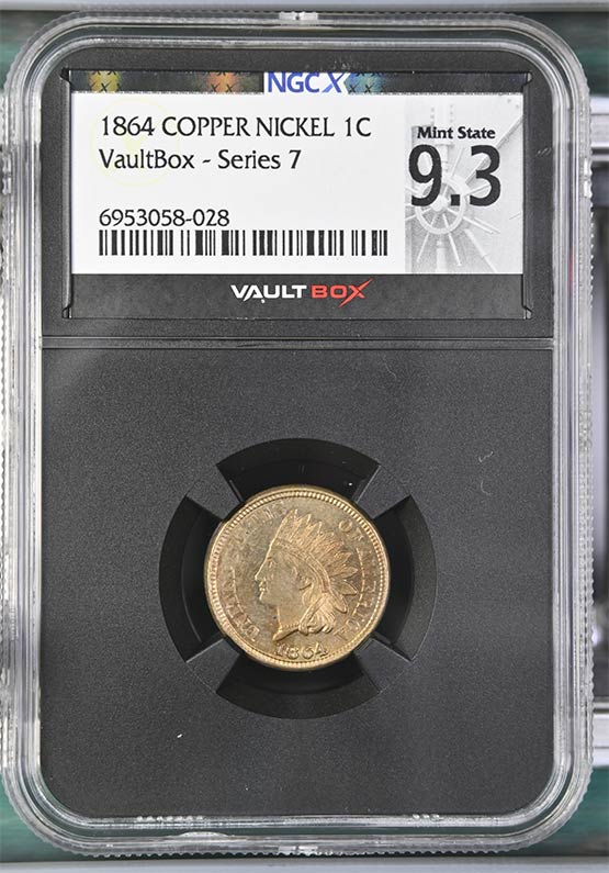 1864 Copper Nickel Indian Head Cent NGCX Mint State 9.3 Front