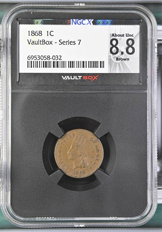 1868 Indian Head Cent NGCX About Uncirculated 8.8 Brown Front