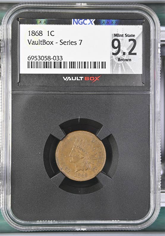 1868 Indian Head Cent NGCX Mint State 9.2 Brown Front