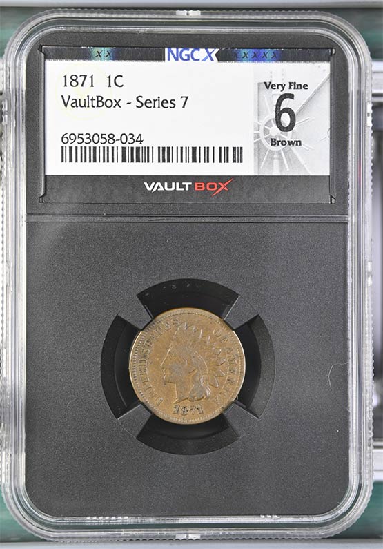 1871 Indian Head Cent NGCX Very Fine 6 Brown Front