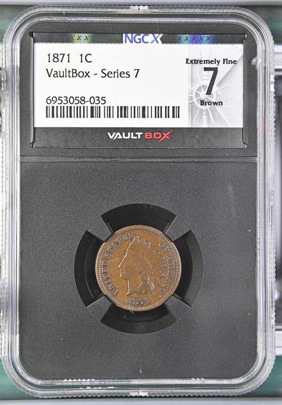 1871 Indian Head Cent NGCX Extremely Fine 7 Brown Front