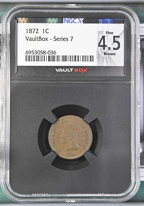 1872 Indian Head Cent NGCX Fine 4.5 Brown Front