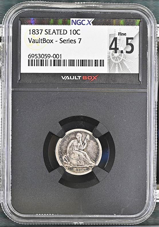 1837 Seated Liberty Dime NGCX Fine 4.5 Front
