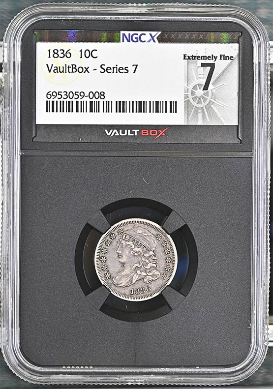 1836 Capped Bust Dime NGCX Extremely Fine 7 Front