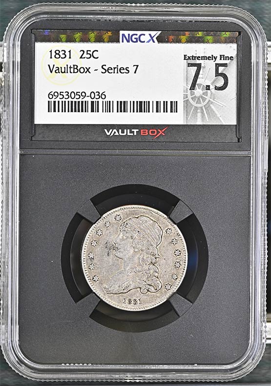 1831 Capped Bust Quarter NGCX Extremely Fine 7.5 Front