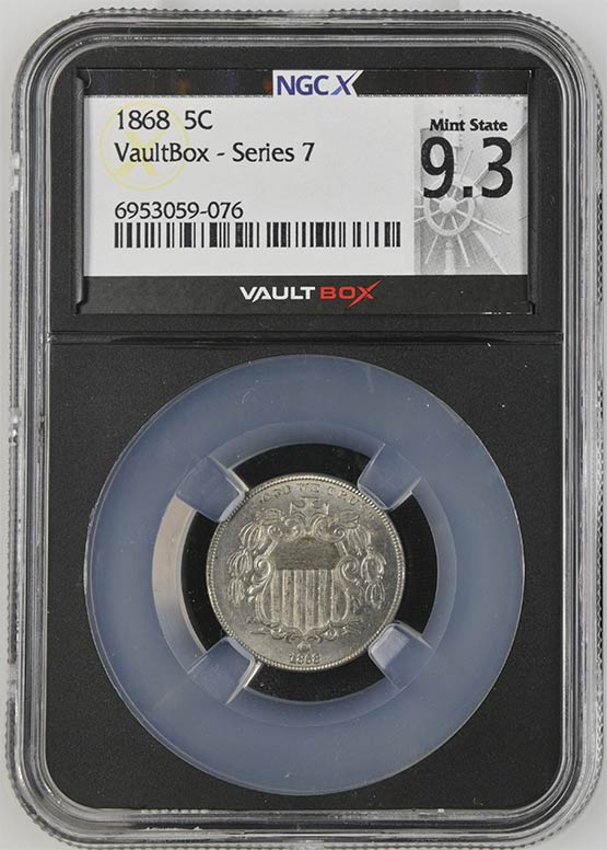 1868 Shield Nickel NGCX Mint State 9.3 Front
