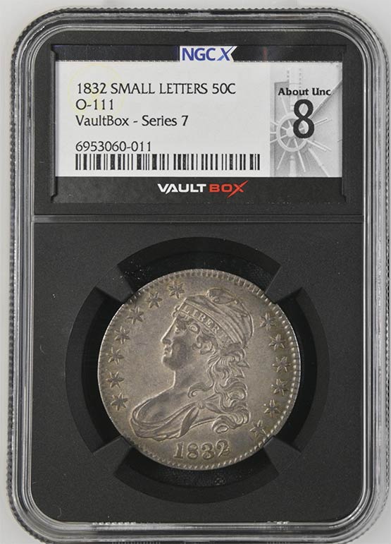 1832 Small Letters O-111 Capped Bust Half Dollar NGCX About Uncirculated 8 Front