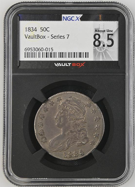 1834 Capped Bust Half Dollar NGCX About Uncirculated 8.5 Front