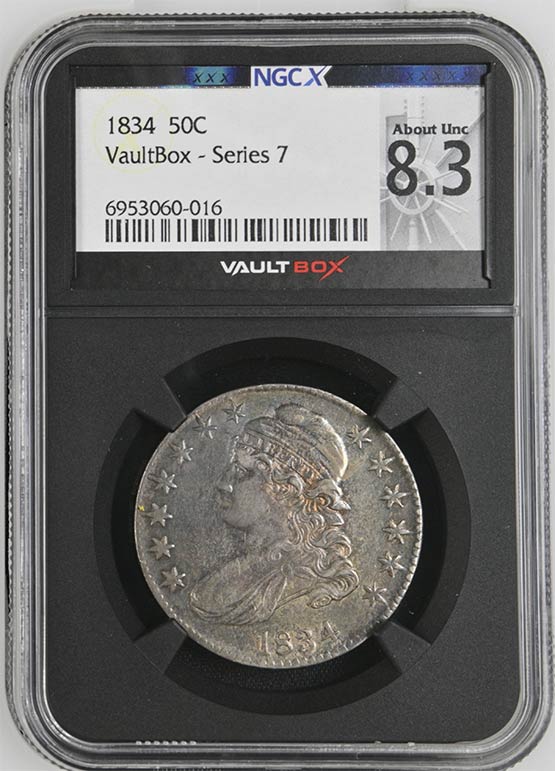 1834 Capped Bust Half Dollar NGCX About Uncirculated 8.3 Front