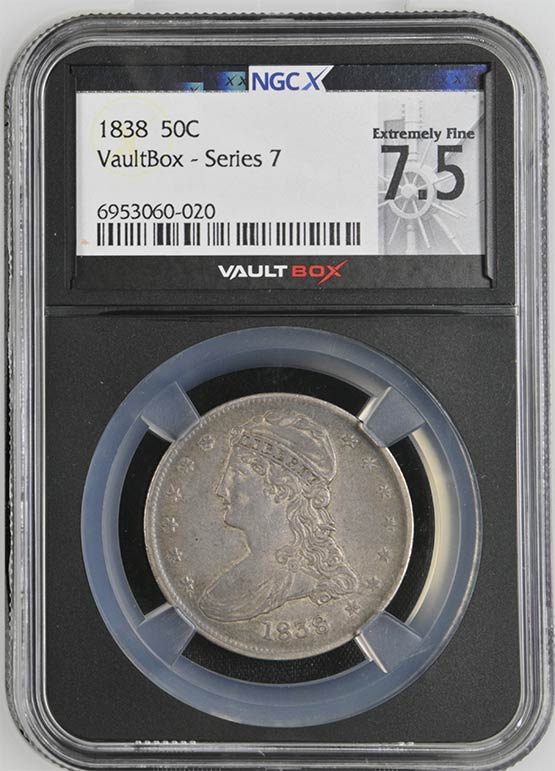1838 Capped Bust Half Dollar NGCX Extremely Fine 7.5 Front