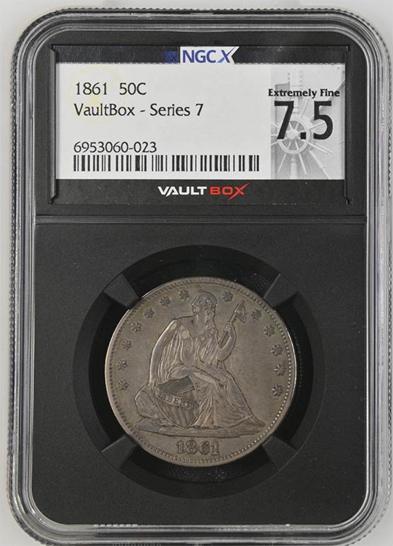 1861 Liberty Seated Half Dollar NGCX Extremely Fine 7.5 Front