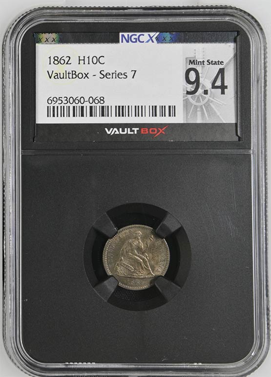 1862 Seated Liberty Half Dime NGCX Mint State 9.4 Front