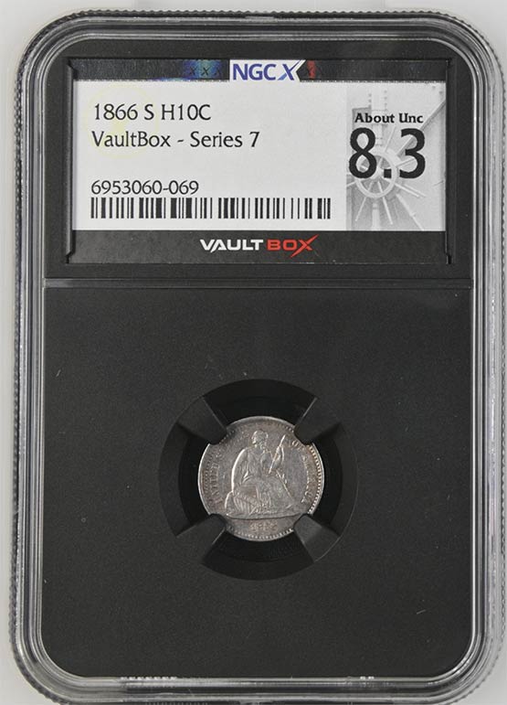 1866-S Seated Liberty Half Dime NGCX About Uncirculated 8.3 Front