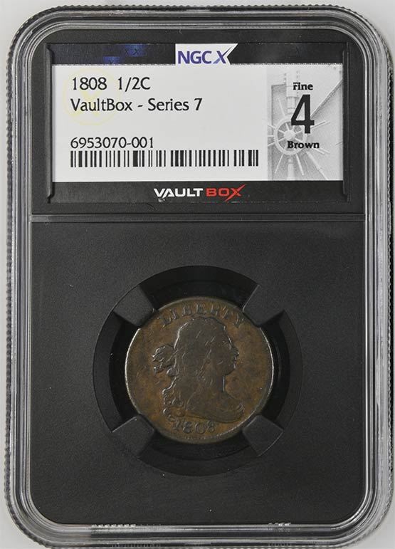 1808 Draped Bust Half Cent NGCX Fine 4 Brown Front