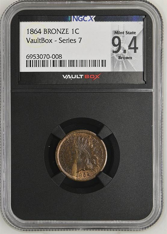 1864 Bronze Indian Head Cent NGCX Mint State 9.4 Brown Front