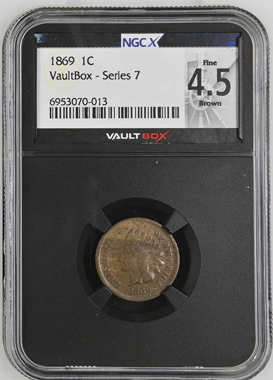 1869 Indian Head Cent NGCX Fine 4.5 Brown Front