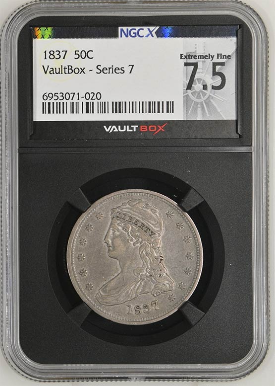 1837 Capped Bust Half Dollar NGCX Extremely Fine 7.5 Front