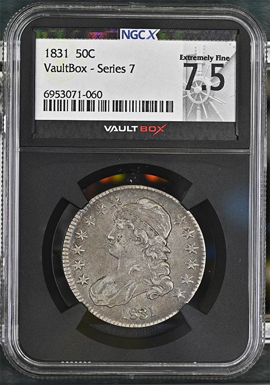 1831 Capped Bust Half Dollar NGCX Extremely Fine 7.5 Front
