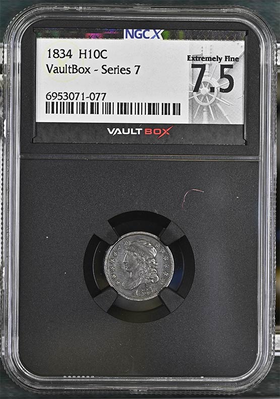 1834 Capped Bust Half Dime NGCX Extremely Fine 7.5 Front
