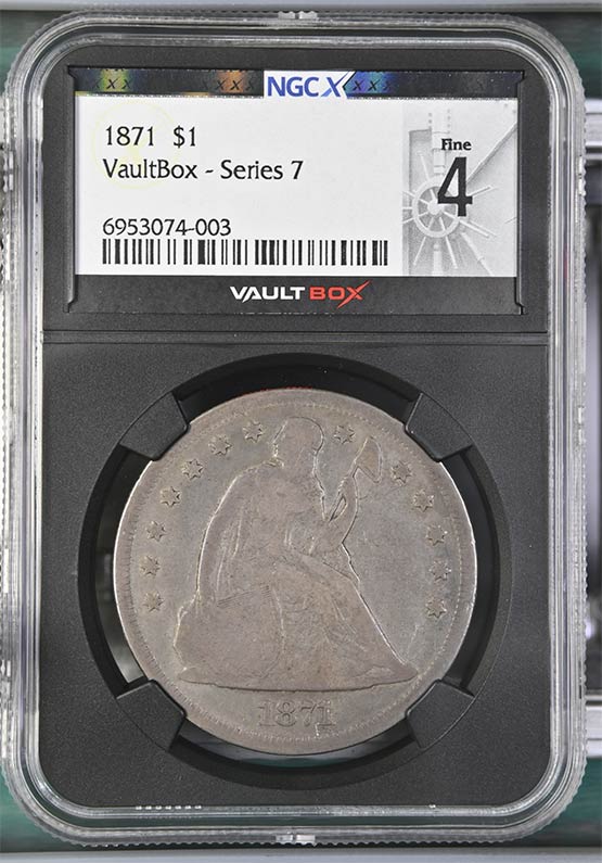 1871 $1 Seated Liberty Silver Dollar NGCX Fine 4 Front
