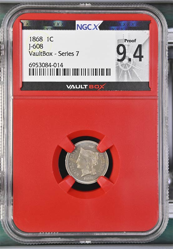1868 J-608 Pattern Indian Head Cent NGCX Proof 9.4 Front