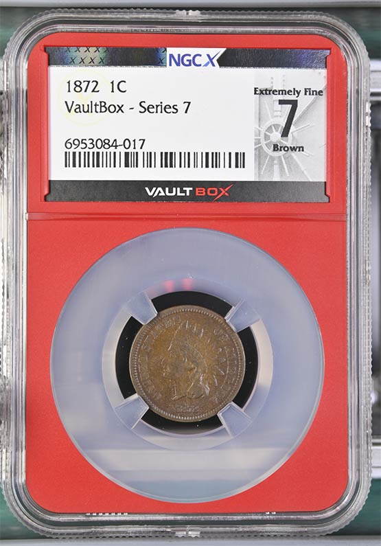 1872 Indian Head Cent NGCX Extremely Fine 7 Brown Front