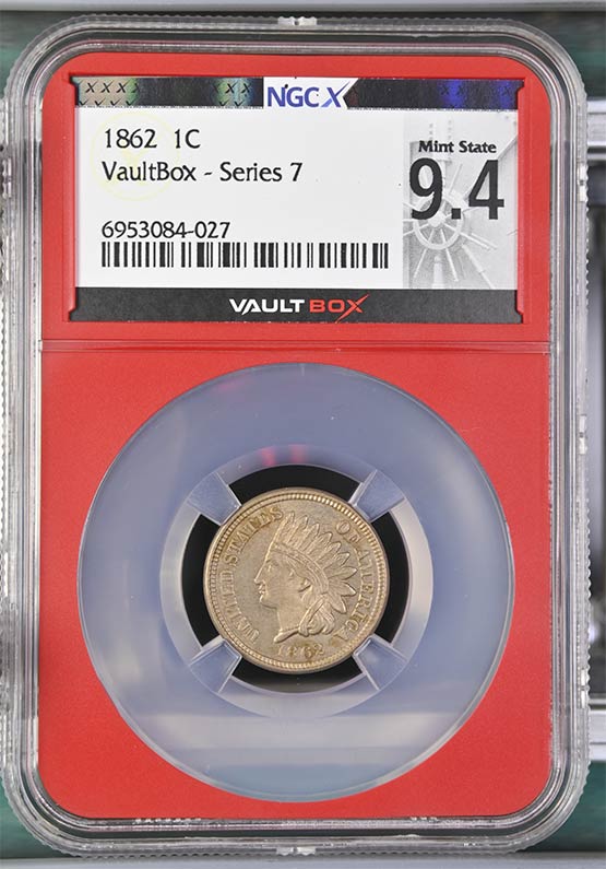 1862 Indian Head Cent NGCX Mint State 9.4 Front