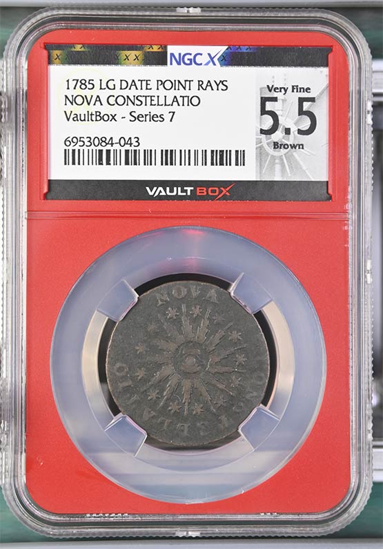 1785 LG Date Point Rays Nova Constellatio Colonial NGCX Very Fine 5.5 Brown Front