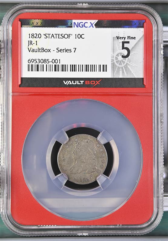 1820 "STATESOF" JR-1 Capped Bust Dime NGCX Very Fine 5 Front