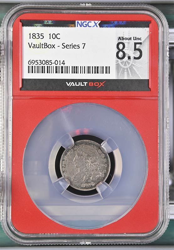 1835 Capped Bust Dime NGCX About Uncirculated 8.5 Front