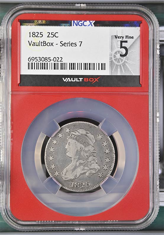 1825 Capped Bust Quarter NGCX Very Fine 5 Front