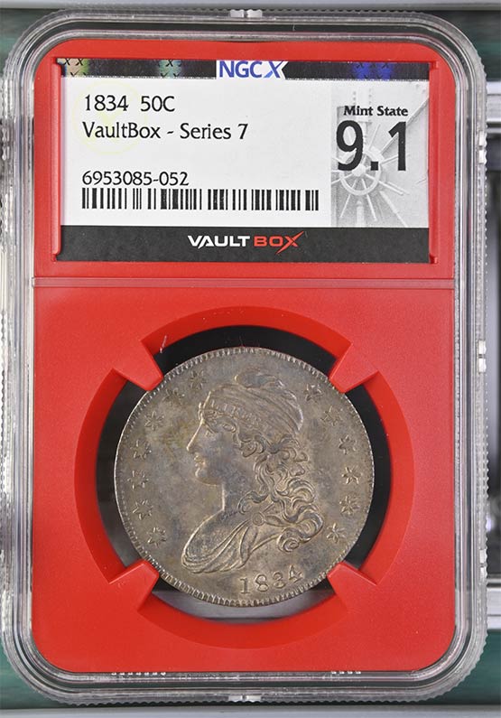 1834 Capped Bust Half Dollar NGCX Mint State 9.1 Front