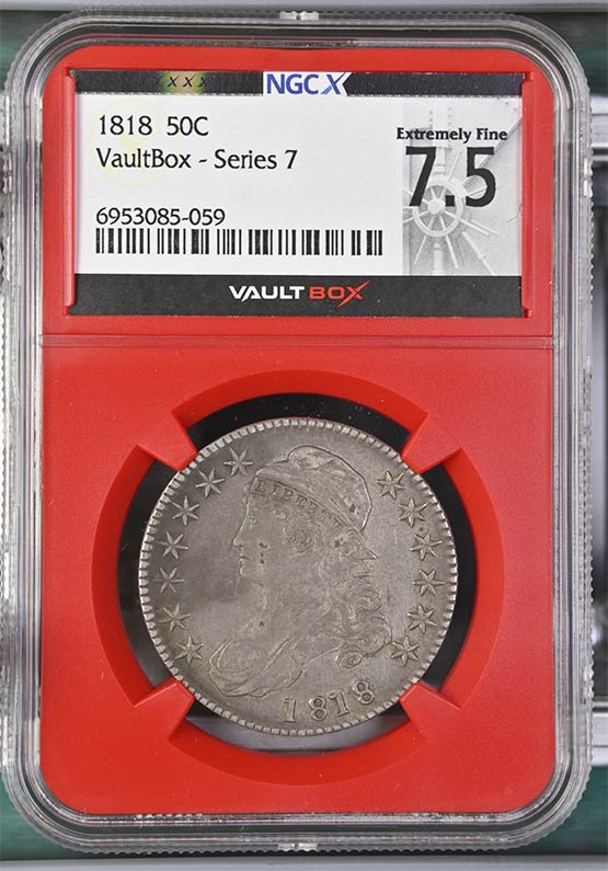 1818 Capped Bust Half Dollar NGCX Extremely Fine 7.5 Front