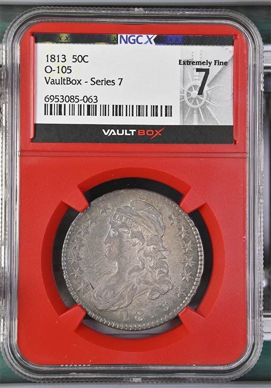 1813 O-105 Capped Bust Half Dollar NGCX Extremely Fine 7 Front