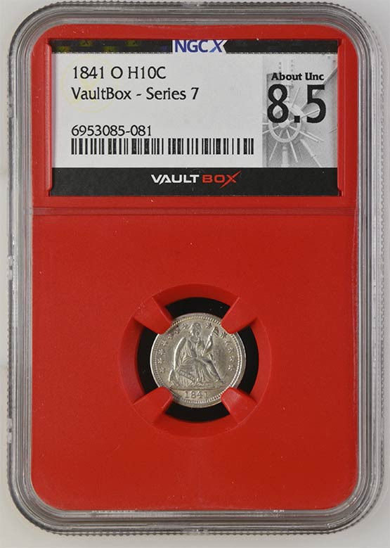 1841-O Seated Half Dime NGCX About Uncirculated 8.5 Front