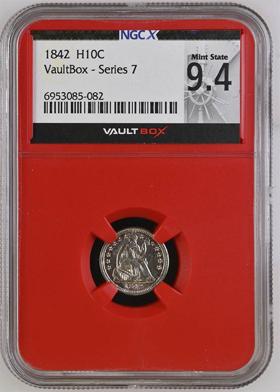 1842 Seated Liberty Half Dime NGCX Mint State 9.4 Front