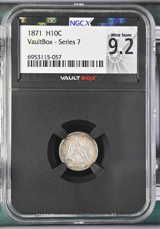 1871 Seated Liberty Half Dime NGCX Mint State 9.2 Front
