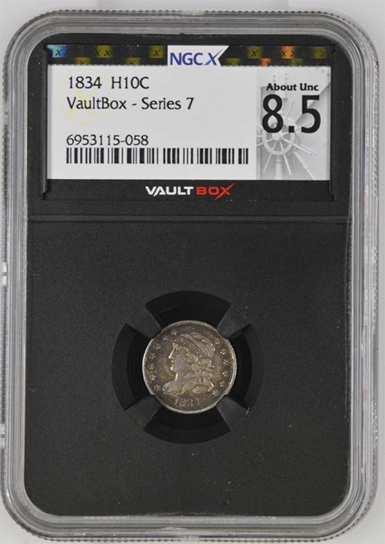 1834 Capped Bust Half Dime NGCX About Uncirculated 8.5 Front