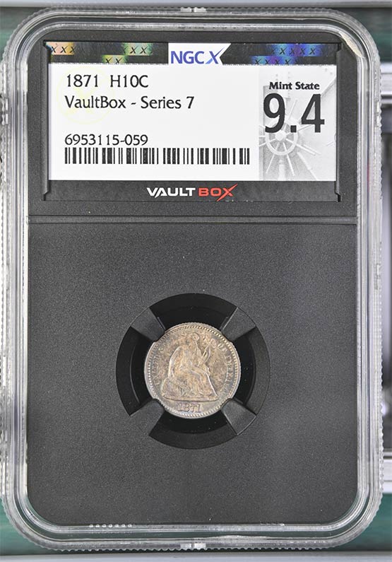 1871 Seated Liberty Half Dime NGCX Mint State 9.4 Front