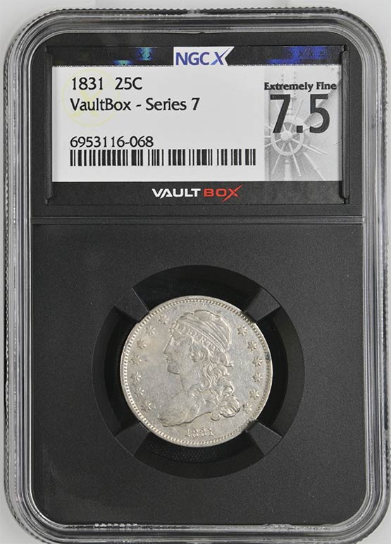 1831 Capped Bust Quarter NGCX Extremely Fine 7.5 Front