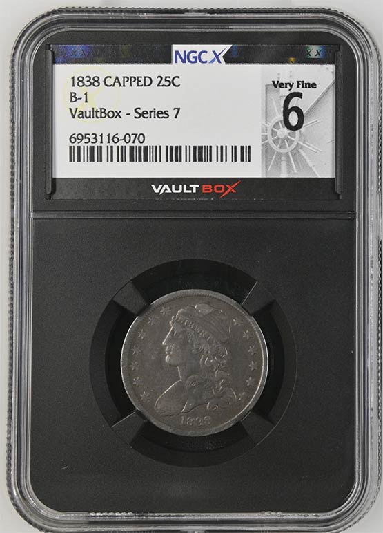 1838 B-1 Capped Bust Quarter NGCX Very Fine 6 Front
