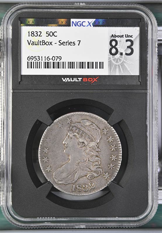 1832 Capped Bust Half Dollar NGCX About Uncirculated 8.3 Front