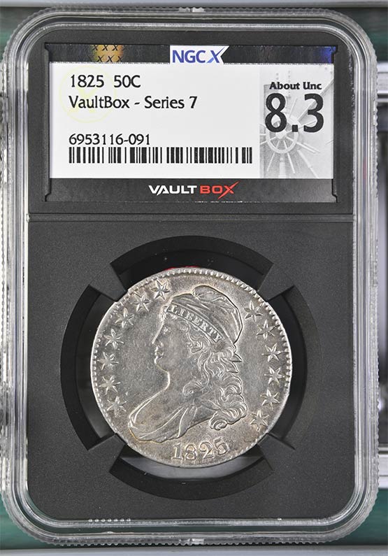 1825 Capped Bust Half Dollar NGCX About Uncirculated 8.3 Front
