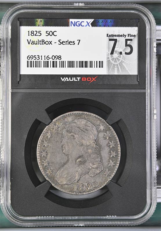 1825 Capped Bust Half Dollar NGCX Extremely Fine 7.5 Front