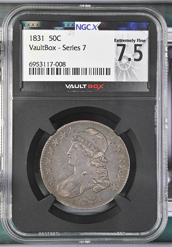1831 Capped Bust Half Dollar NGCX Extremely Fine 7.5 Front