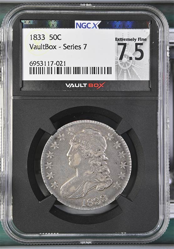 1833 Capped Bust Half Dollar NGCX Extremely Fine 7.5 Front
