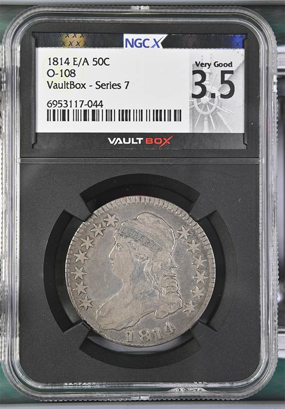 1814 E/A O-108 Capped Bust Half Dollar NGCX Very Good 3.5 Front