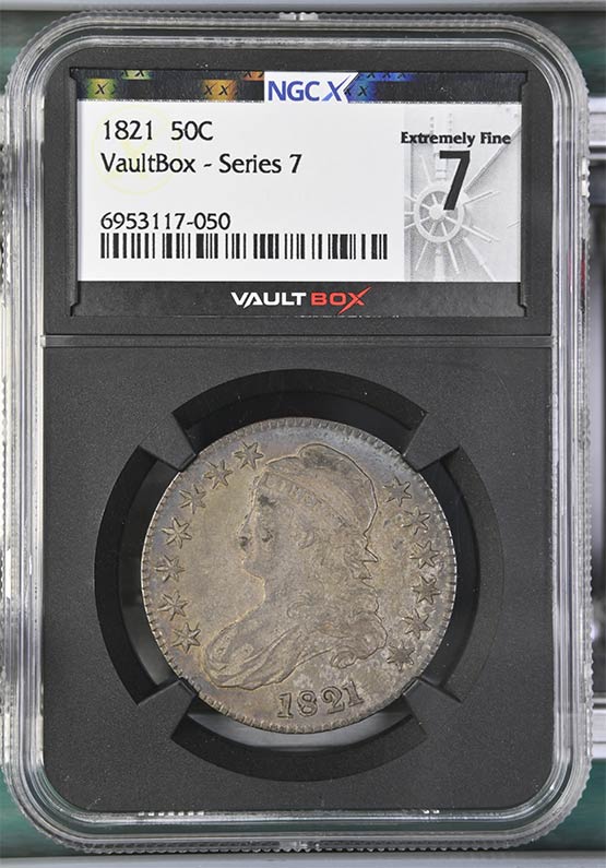 1821 Capped Bust Half Dollar NGCX Extremely Fine 7 Front