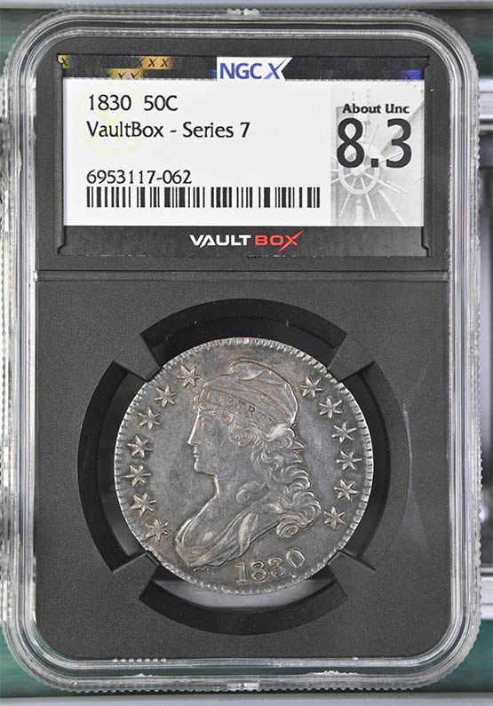 1830 Capped Bust Half Dollar NGCX About Uncirculated 8.3 Front