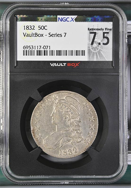 1832 Capped Bust Half Dollar NGCX Extremely Fine 7.5 Front